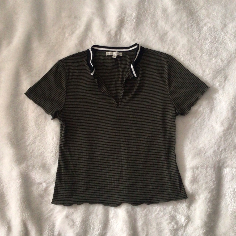 Striped Black and Green Women's Top